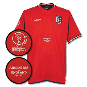 Umbro 2002 England A S/S v Arg emb.   WC Sleeve logo