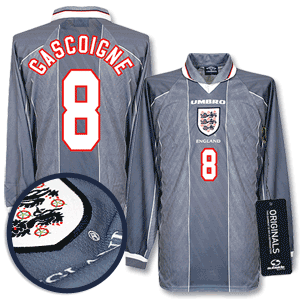 96-97 England Away L/S Shirt + Gascoigne 8