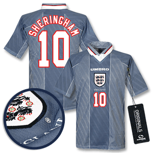 96-97 England Away shirt + Sheringham 10