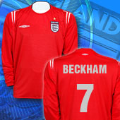 Umbro England Away Long Sleeved Shirt - 2004/06 with Beckham 7 printing.