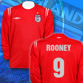 Umbro England Away Long Sleeved Shirt - 2004/06 with Rooney 9 printing.
