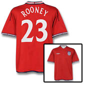 Umbro England Away Shirt 2002/04 with Rooney 23 printing.