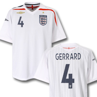England Home Shirt 2007/09 with Gerrard 4