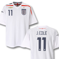 Umbro England Home Shirt 2007/09 with J Cole 11