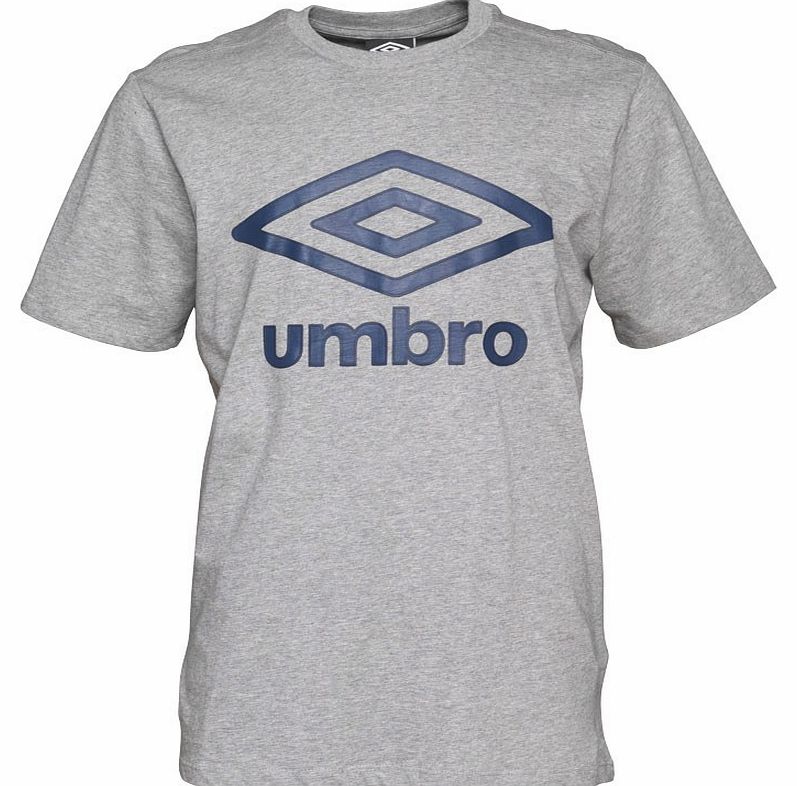 Umbro Mens Foundation Large Logo T-Shirt Grey Marl