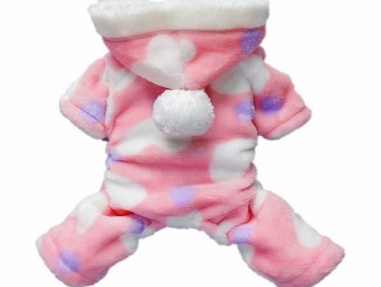 TM) Cute Cozy Coral Fleece Sweetie Lovely Heart Dog Coat/Jumpsuit/Hoodie/Pet Clothes-Pink (Small Size) With Umiwe Accessory Peeler