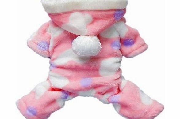 Umiwe TM) Cute Cozy Coral Fleece Sweetie Loving Heart Dog Coat/Jumpsuit/Hoodie/Pet Clothes-Pink (XL Size) With Umiwe Accessory Peeler