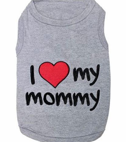 TM) Cute I Love Mommy Printed Pet Dog Polyester T Shirt (Grey,S) With Umiwe Accessory Peeler