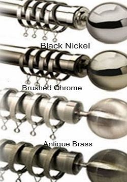 New BRUSHED Chrome/Nickel 240cms Metal Curtain Pole / Poles Available In 6 Sizes And 4 Colours. 28mm Diameter.By Umlout 