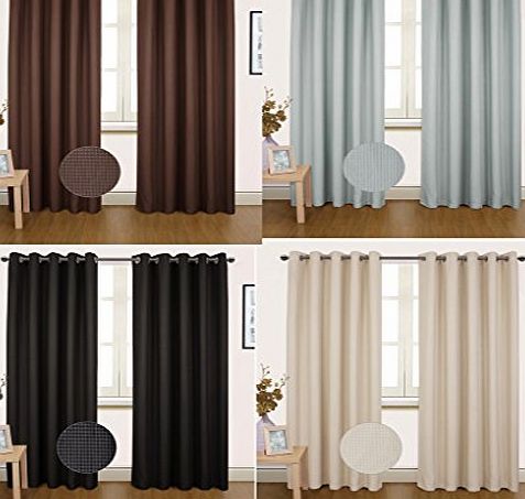 umlout Seville Natural 44`` w X 54`` d THERMAL Blackout Eyelet Ring Top Curtains- Choice Of 9 Sizes And 4 Colours