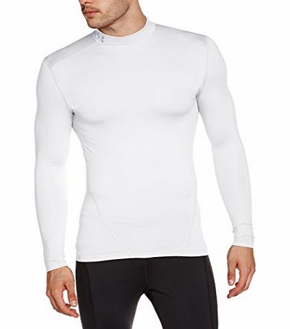 Under Armour Mens Evo CG Long Sleeve Mock Compression Protection Layer - White/Steel, Large