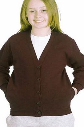 Uneek clothing Girls Cardigan School Uniform Kids Premium Sweater Age 2 to 13 (Age 11-13, Brown)