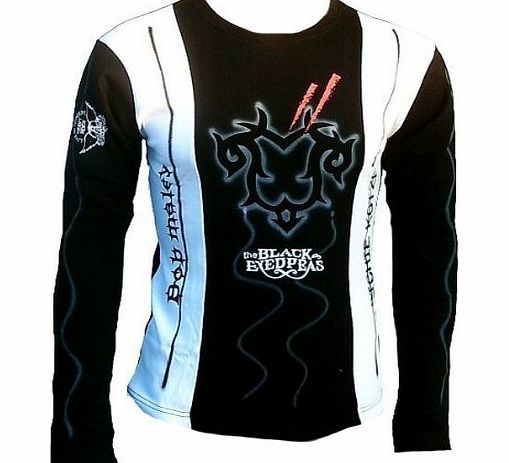 Herren Men Hommes Sweater Langarm Longsleeve T-Shirt Weiss Schwarz Geiles Clubwear Rock Star Club ViP Rockstar Heavy Metal Tribal Tattoo Design M 46/48