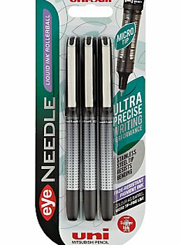 Uniball Eye Needle Rollerball Pens, Black, Pack