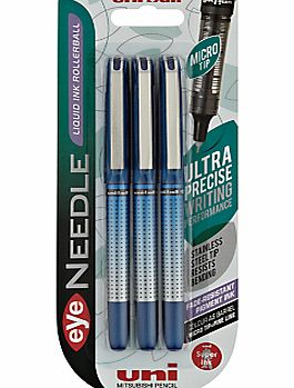 Uniball Eye Needle Rollerball Pens, Blue, Pack