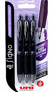 Uni-Ball Signo 207 Gel Rollerball Pens, Pack of 3