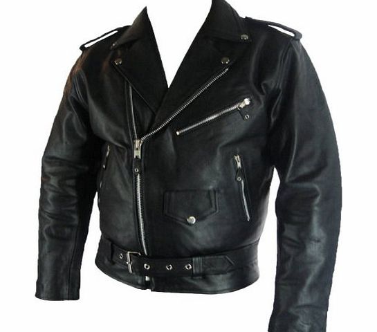 Unicorn London Mens classic Brando Real Leather Jacket #B2 (XL)