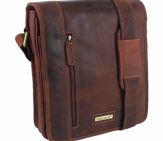 Unicorn London UNICORN Real Leather Cognac ipad , Ebook or Tablets Messenger Bag #7k