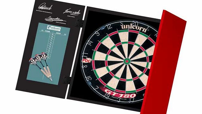 Unicorn Original Dartboard. Cabinet and Darts