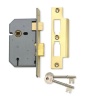 65mm Upright Mortice Lock 3 Lever Polished Brass