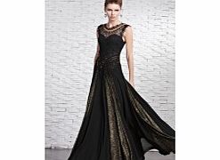 Unique Bateau Sequins Evening Dresses - Black