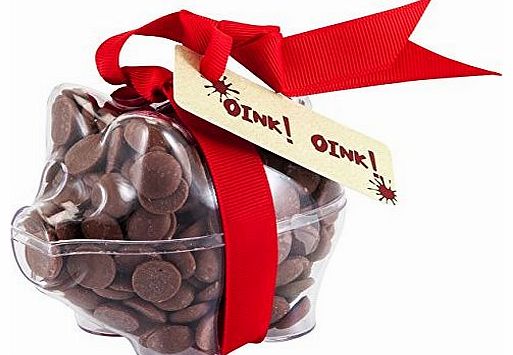 Unique Chocolate ``Oink Oink!`` Chocolate Piglet. From the Belgian Milk Chocolate Button-its Gifts range. A fun Christmas Stocking Filler and Piggy Bank.