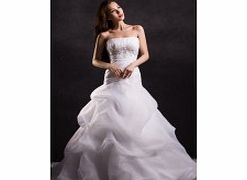 Unique Elegant Strapless Organza Satin Chapel