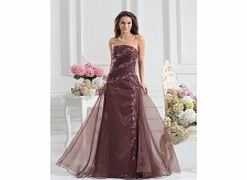 Unique Elegant Strapless Organza Satin Sweep