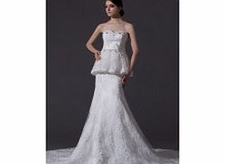 Unique Noble Satin Lace Wedding Dresses Ivory