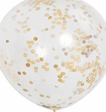 Unique Party 12`` Gold Confetti Balloons, Pack of 6