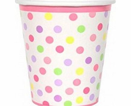 Unique Party Baby Shower Party Tableware Pink Paper Cups 270ml - Pack of 8
