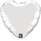 Unique Silver Heart Balloon - Silver 18` flat foil heart balloon - christening - wedding - party - anniversary - valentine