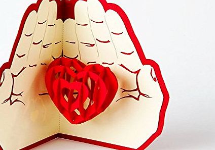 UNIQUEplus GIVE LOVE THEME 3D Pop UP Greeting Kirigami Gift Cards for Anniversary, Wedding, Birthday, Couple, Mothers Day, Fathers Day, Thank You