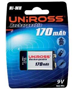 Uniross 170mAh Ni-MH Rechargeable Battery - 1 Pack.