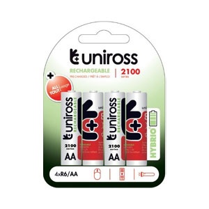 Uniross 2100 Series AA 2050mAh Batteries - 4 Pack