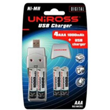 Uniross 4 x 1000mAh AAA Batteries   FREE USB