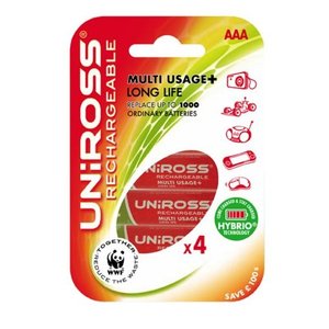 Uniross 4 x AAA Multi Usage  Long Life Batteries