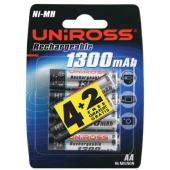 Uniross 6 x AA 1300 mAh Rechargeable Batteries