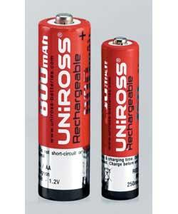 Uniross AAA Ni-Cad Rechargeable Batteries - 4 Pack