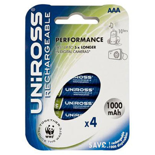 Uniross AAA Rechargeable Performance Batteries