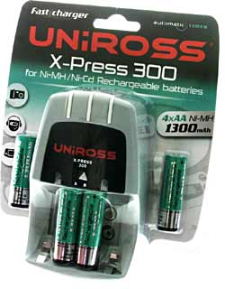 UNIROSS Charger ~ 3-5 Hour ~ Supplied with 4 x AA Ni-Mh Batteries - RC101161