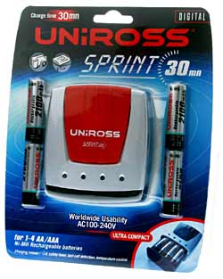 UNIROSS Charger ~ SPRINT 30 MINUTE with 4 x 2100 mAh Batteries - RC103158
