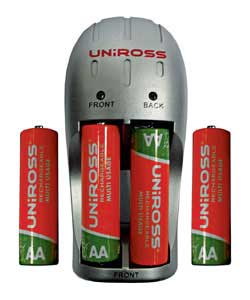 Uniross Compact Charger with 4 AA Batteries