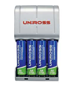 Uniross Easy Charger with 4 AA 2700mAh Batteries