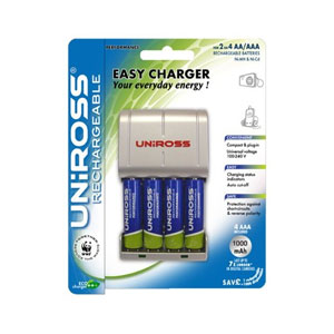 Uniross Performance Battery Easy Charger   4 x