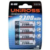 Uniross 4 Pack AA size 2700 mAh Ni-MH battery  ideal for use in high drain appliances  such as Digit