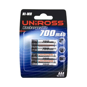 Uniross Rechargeable Batteries - 4 x AAA 700mAh