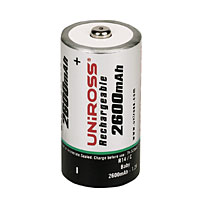 UNIROSS Rechargeable Batteries Ni-MH C 1.2V 2Pk