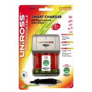 Smart Charger + 4 x AA Multi Usage Long