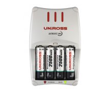 The Uniross Sprint 90 minute fast battery charger includes 4 x 2500mAh/2100mAh batteries and will ch